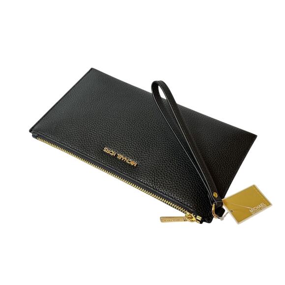 MICHAEL KORS Jet Set Large Leather Clutch Wristlet in Black New w/ Tag MSRP $258 - Picture 4 of 12